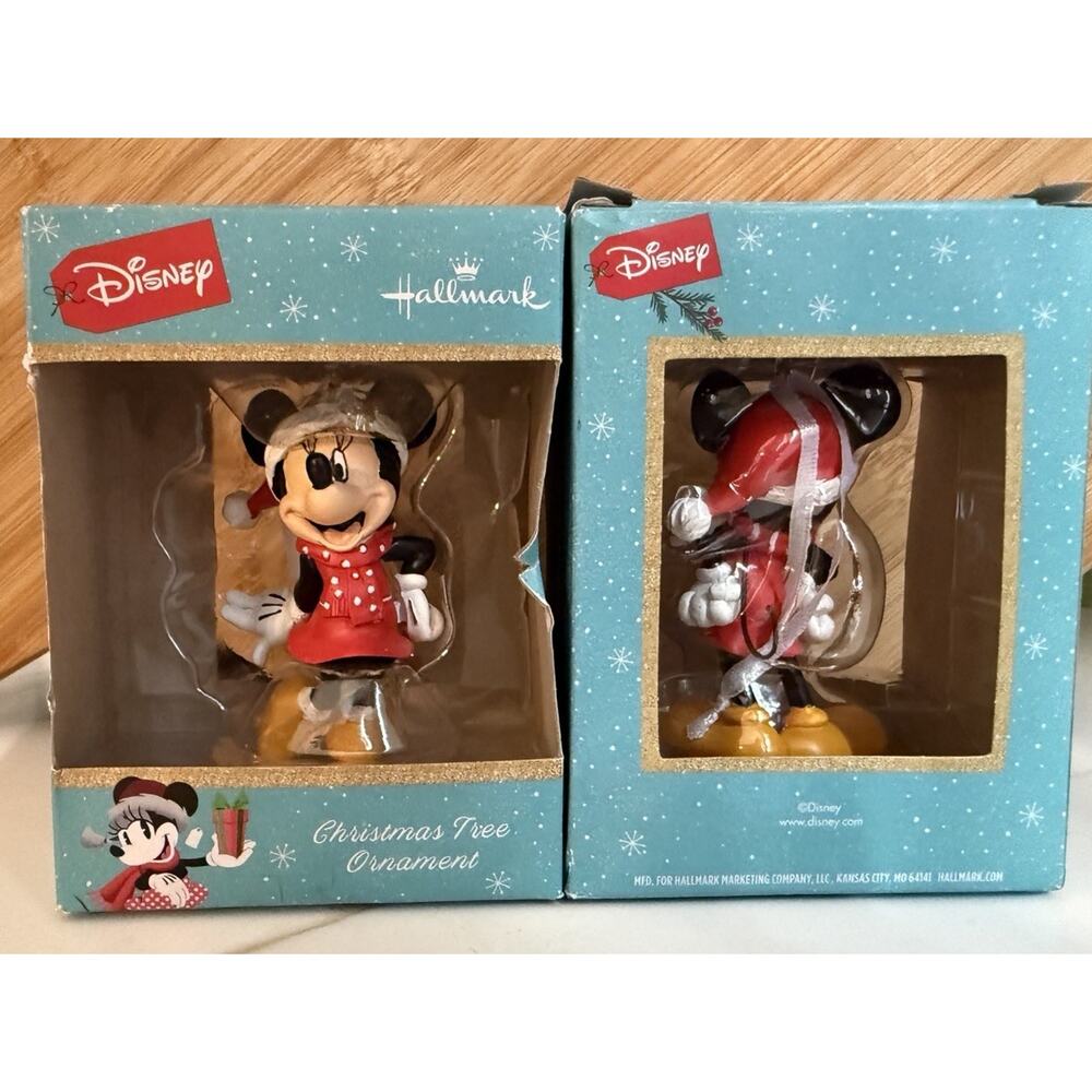 Hallmark Mickey & Minnie Mouse Christmas Ornaments Set of 2 Disney - Picture 4 of 8